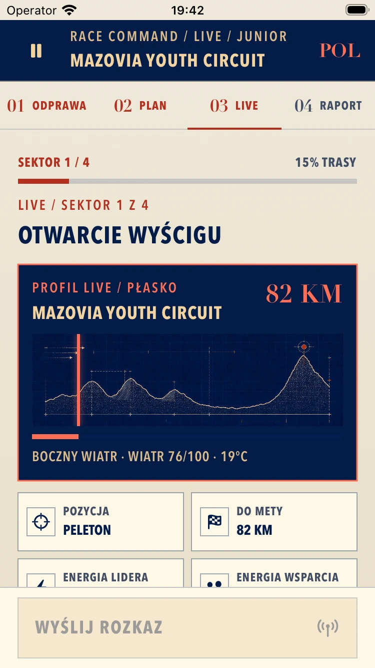Race Command: decyzje taktyczne w kolejnych fazach wyścigu.