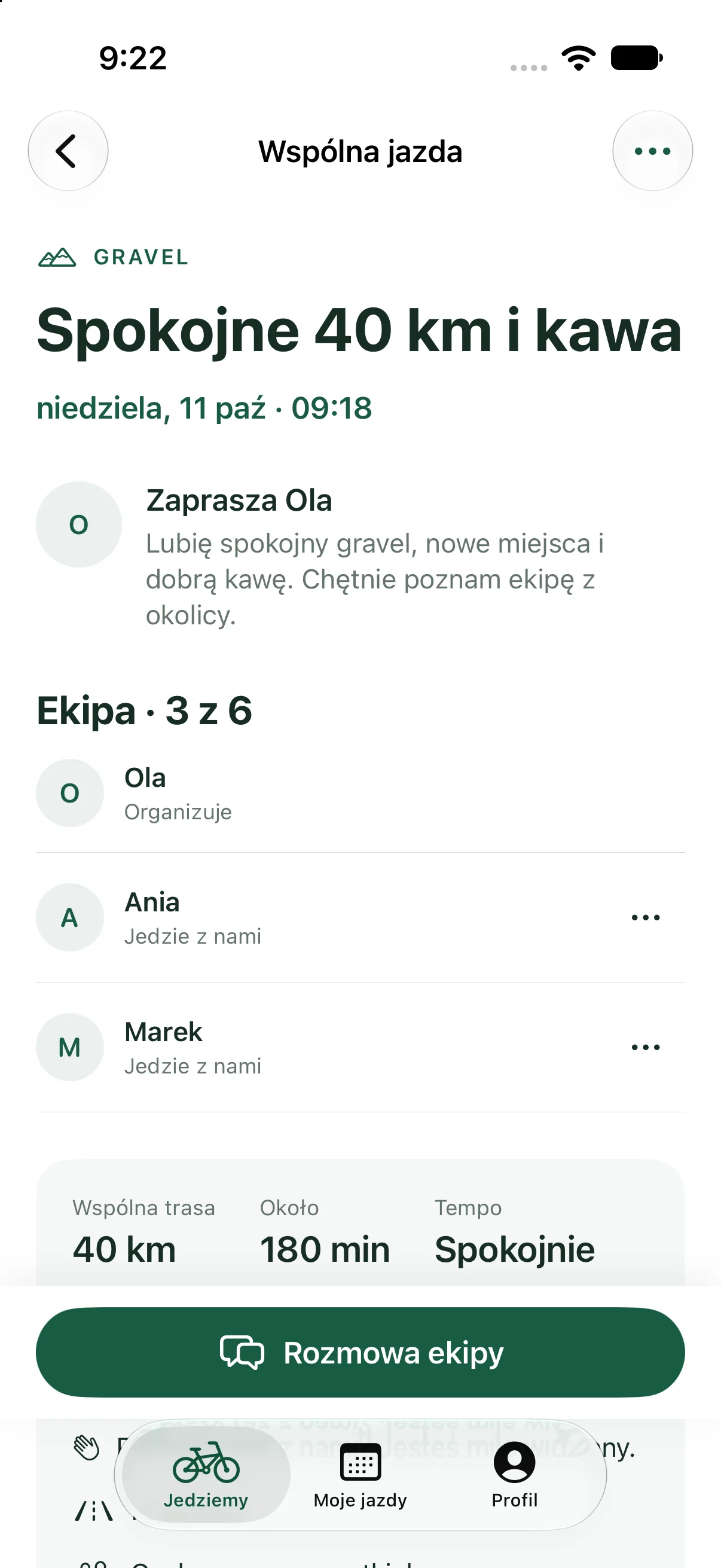 Ekipa, zgłoszenia i akceptacja organizatora.