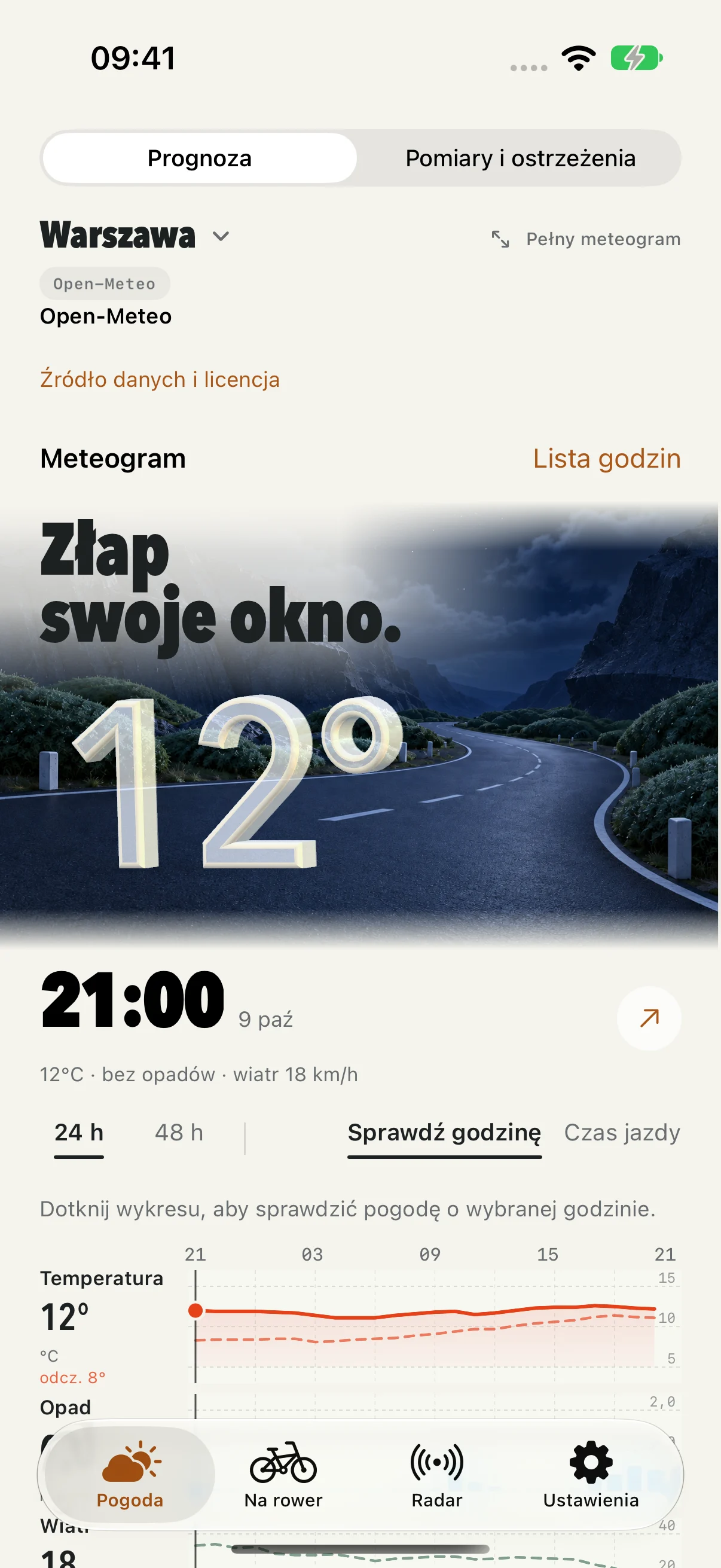 Prognoza dla wybranej miejscowości.